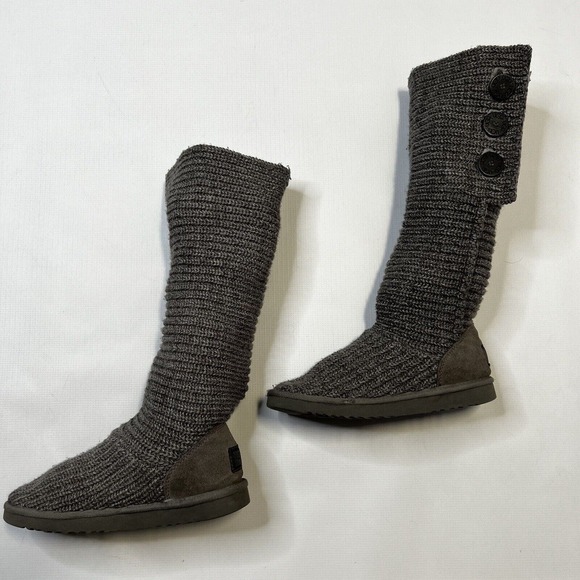 UGG AUSTRALIA WOMEN'S CARDY SWEATER STYLE KNIT MID CALF BOOTS IN GRAY 8 M $150 - Picture 2 of 13